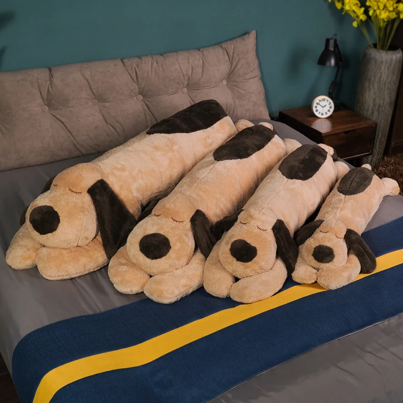 White Brown Dog Body Pillow Multi Size Long Stuffed Animal For Bed Rest Sleep Companion Bedroom Comfort Holiday Gift