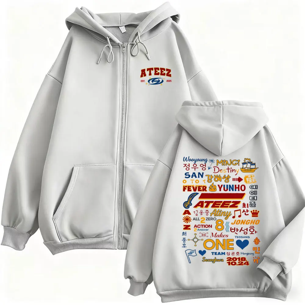 Koreanische Kpop ATEEZ Mingi 2026 World Tour in Your Fantasy Reißverschluss-Hoodie für Männer und Frauen Kpop Mode-Trend Zip-Up Jacke Mantel Sweatshirt – Detail 6