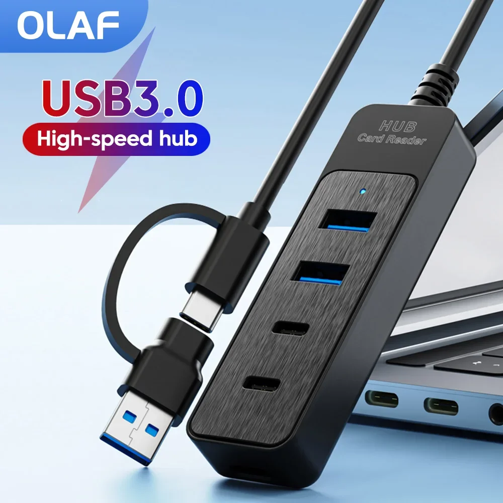 4 Ports Hub USB Type C To SD TF Card Reader USB 3.0/2.0 Type C Hub Power Adapter High Speed Multi USB Splitter Docking For PC