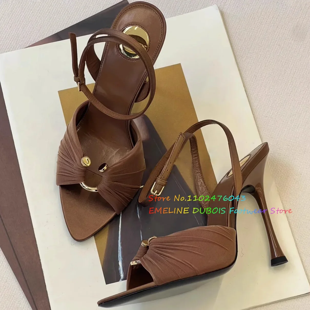 

Big Water Drill Open Toed Slim Heeled Sandals Women Ankle Strap Slingback Stiletto Heel Elegant Ladies Walk Show Sandals