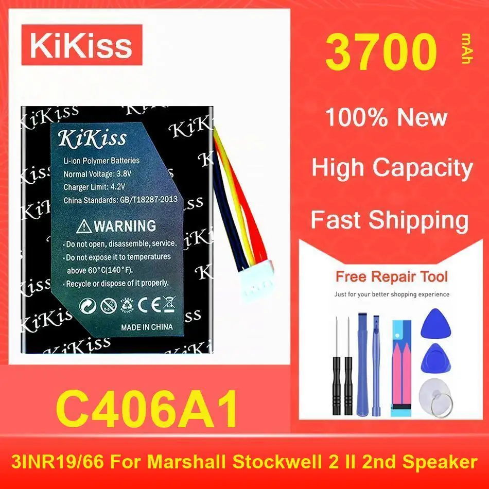 

Мощный аккумулятор Kikiss C406A3 3700 мАч для Marshall Stockwell 2 II 2Nd Stockwell2 Bluetooth беспроводной динамик