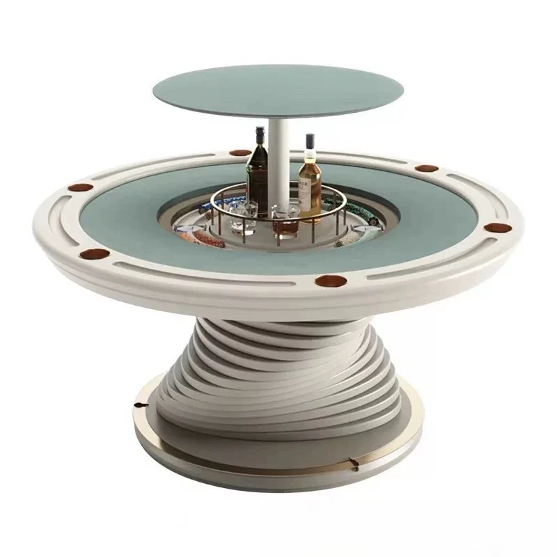 

High-end table Italian light luxury club villa luxury house designer multi-person round lifting chess and card table