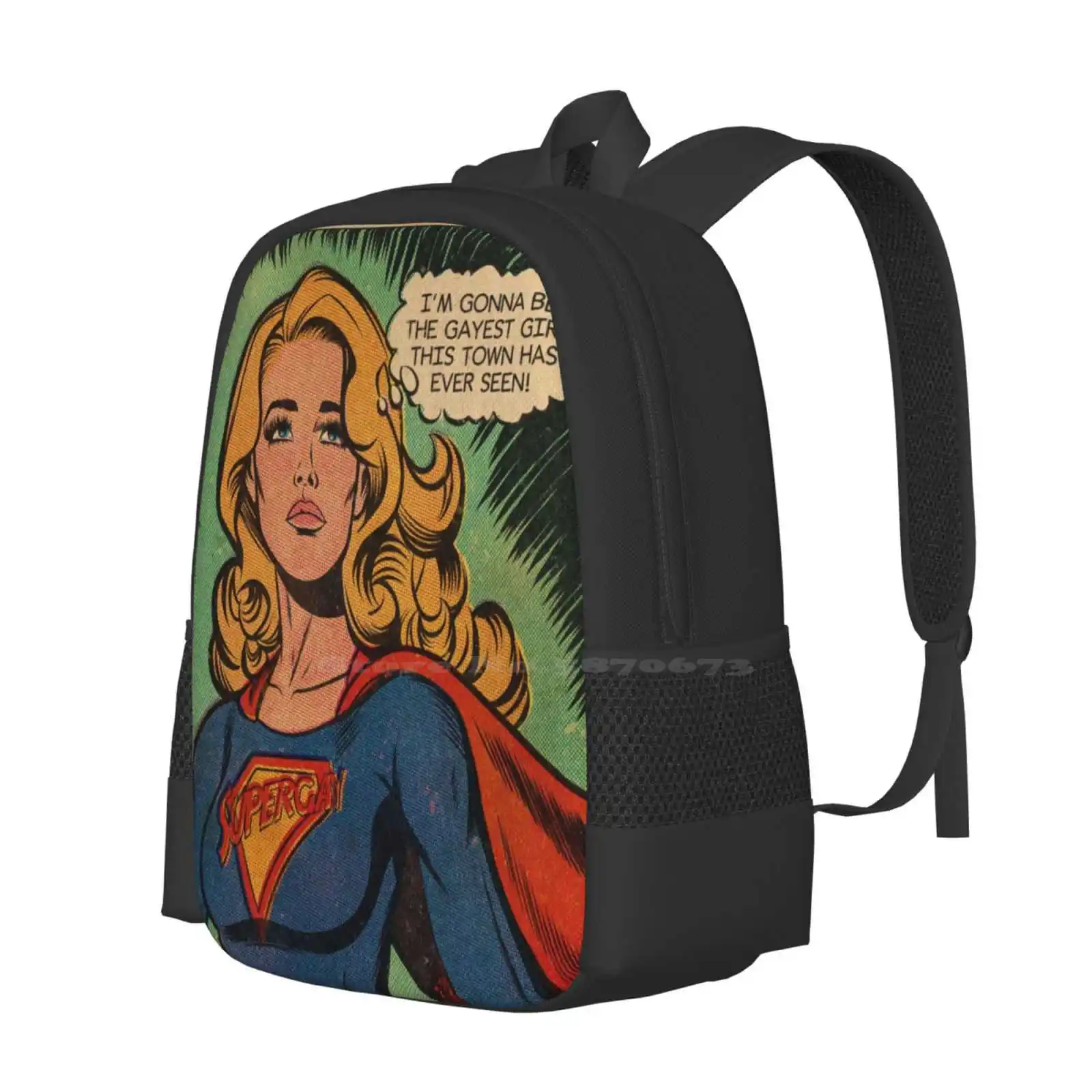 Supergay Hot Sale Schoolbag Backpack Fashion Bags Supergay Heroine Vintage Comics Wlw Gay Superhero Queer Vintage Art Pop Art