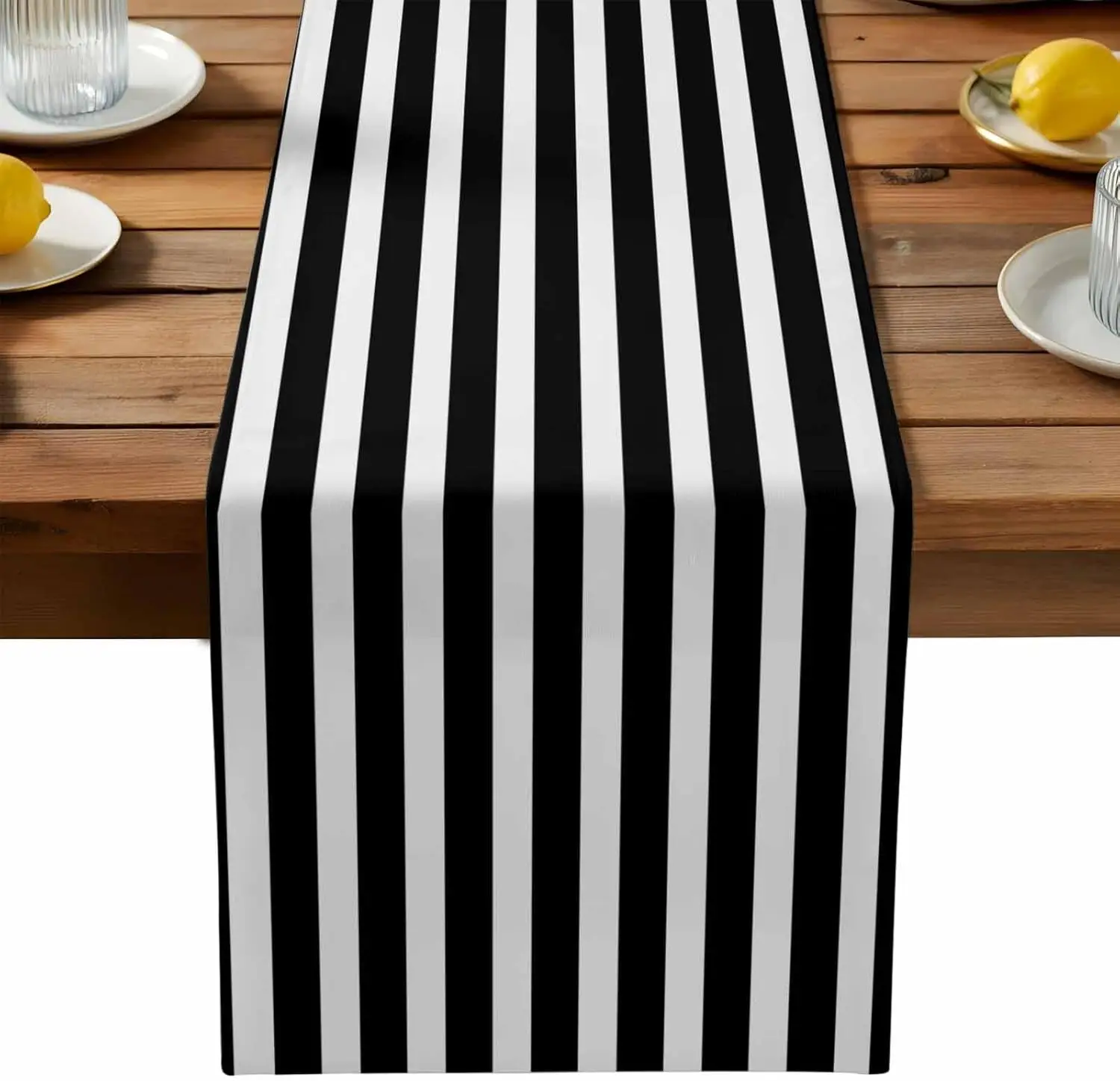 

Черно-белые полосы, классические линии, льняные дорожки для стола, комод, шарф, украшения, многоразовые дорожки для обеденного стола, товары для вечеринок