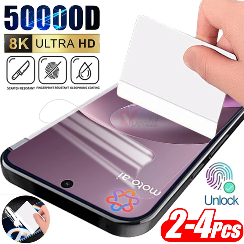 

2-4Pcs Transparent Silicone Hydrogel Soft Film for Motorola Moto G17 G77 G57 G67 G86 G54 G24 G06 G15 G05 Power Screen Protector