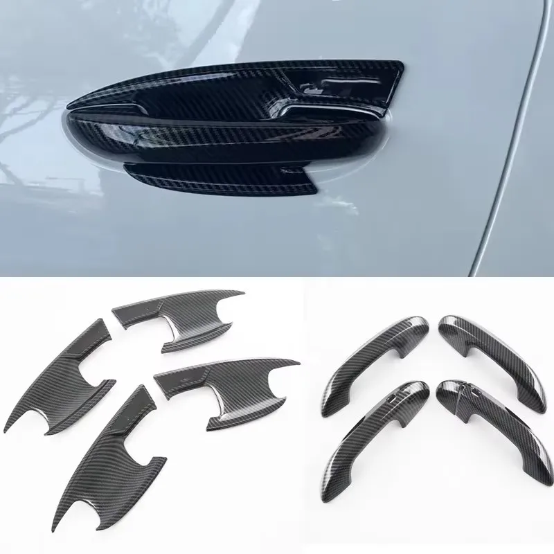 

ABS Carbon Fiber Car Door Handles Cover Trim Door Handle Bowl Sticker Cover For MG 4 MG4 EV Mulan 2022-2024 Accessories