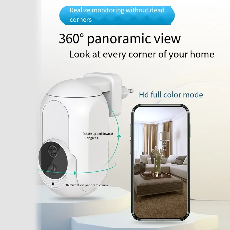 Tuya-IPカメラとwifiを備えた壁コンセント,360 °, 1080p,ホームセキュリティ保護,暗視,LEDライト,2021
