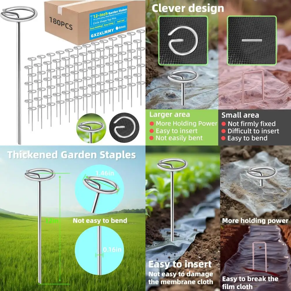 

Heavy Duty 8 Gauge Galvanized Landscape Pins for 180Pcs Thick 12 Inch Circle Top Fabric, Ideal for Tent and Landscape Stabilizat