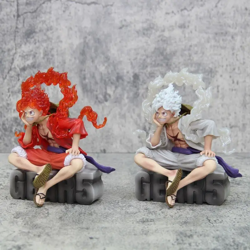 One Piece Five Levels Sun God Sitting Position Cool Nika Luffy Form Devil Fruit Anime Desktop Ornament Office Collection Doll