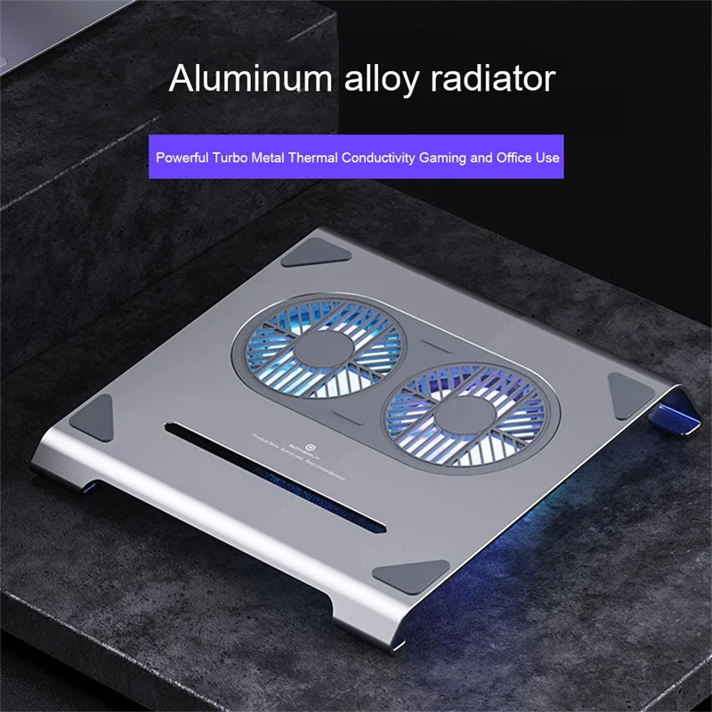 

Laptop Cooling Base Pad Aluminum Laptop Stand Gaming Notebook Computer Radiator Bracket with Fans and USB Port For MacBook