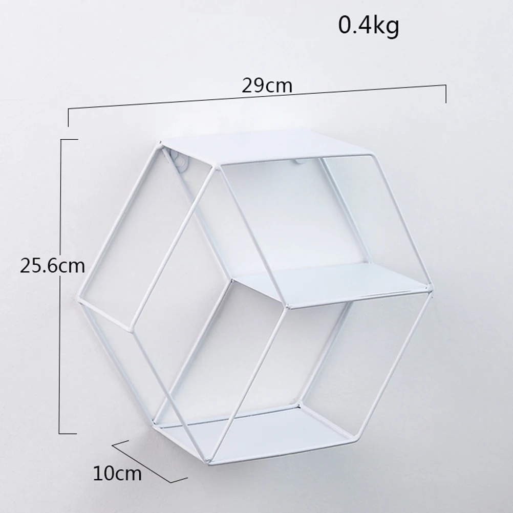 

Hexagon Storage Rack Double Layer Wall Hanging Shelf Book Shelf Minimalist Iron Large Capacity Home Kitchen Balcony