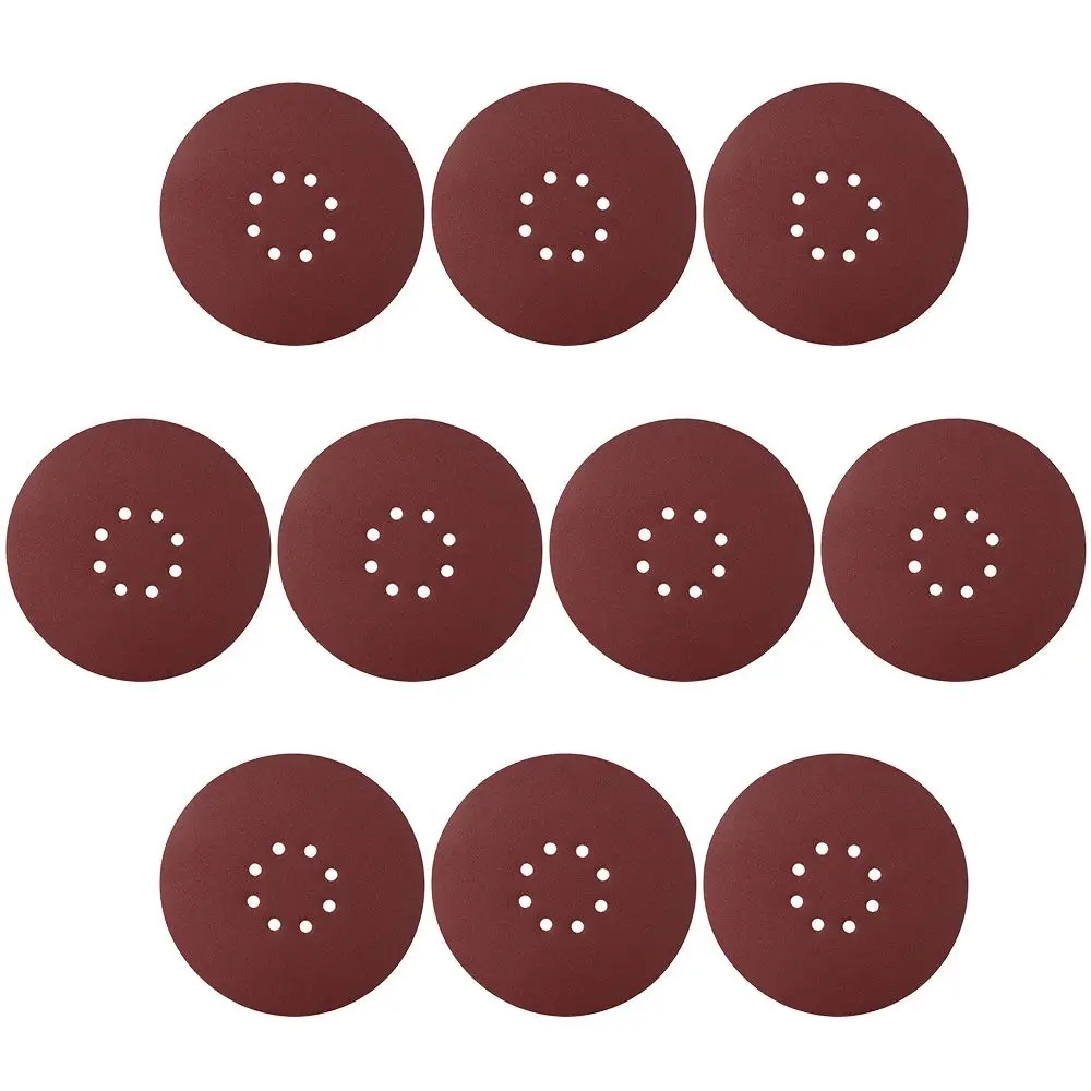 

10Pcs Durable 120 Grit Sanding Sheets 9-Inch 8-Hole Round Hook and Loop Sanding Discs Sander Pads Drywall Sander