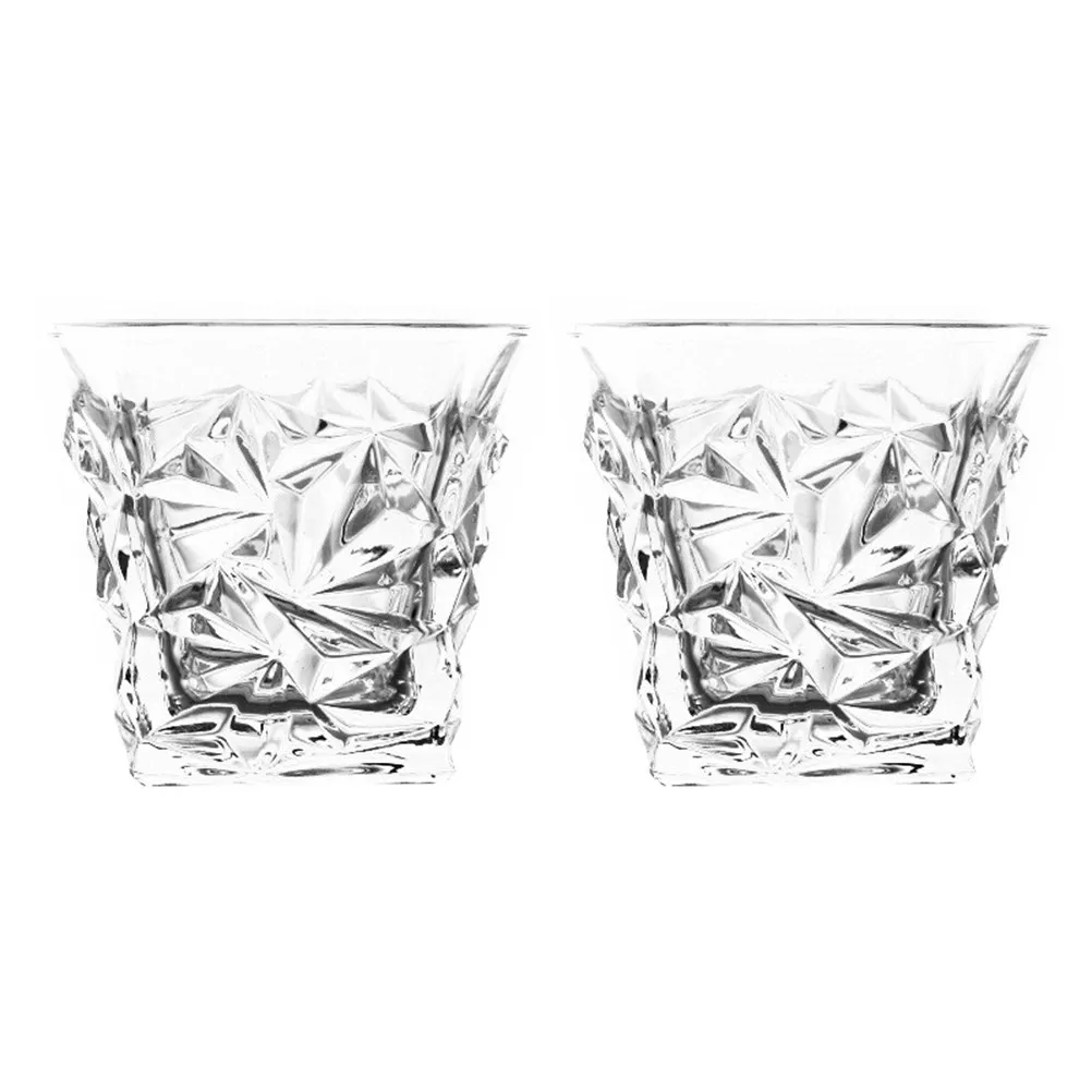 2Pcs Whiskey Cup Creative Diamond Cut Lead- Glass Cup Transparent Beer Mug Restaurant Home Bar Decoration