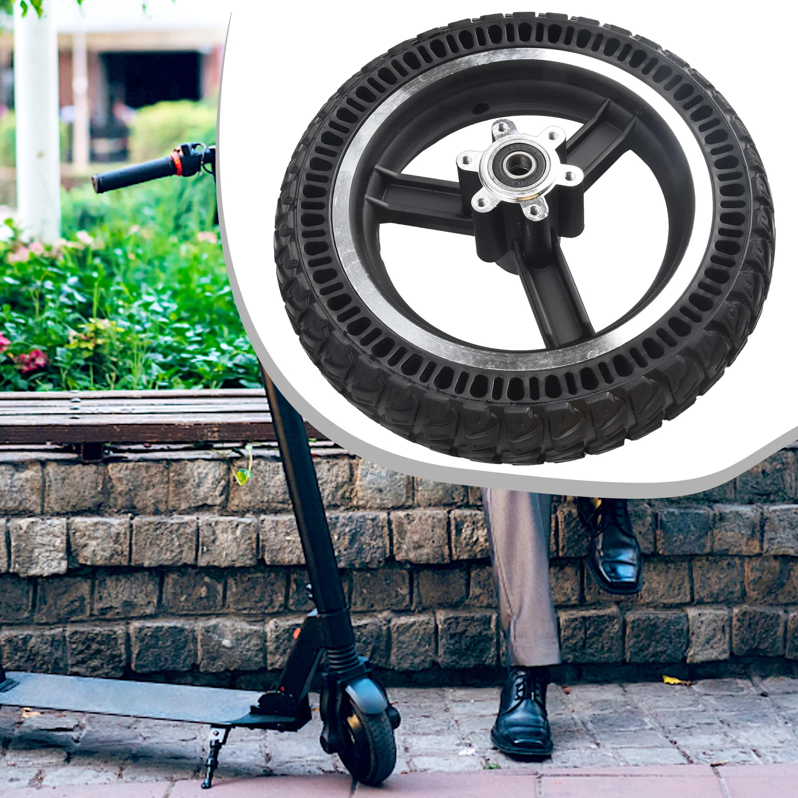 

Pratical High Quality Portable Outdoor Sports Electric Scooter Wheel Solid Tire Rear Wheel Solid 9x2.25inch Black Hub