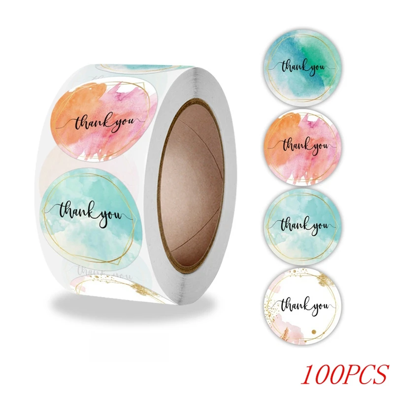 50-500 Stuks 1Inch Blauw Dank U Stickers Voor Envelop Afdichting Labels Briefpapier Levert Handgemaakte Huwelijkscadeau Decoratie sticker - afbeelding 1