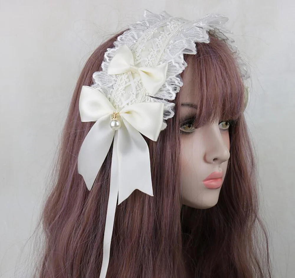 Cerchietto per capelli dolce adorabile Anime Maid Cosplay Fascia Lolita Fiore di pizzo Copricapo Accessorio per capelli