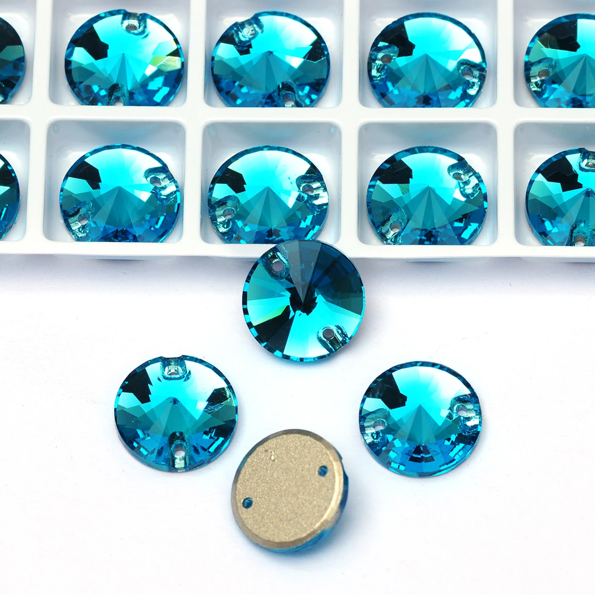 PUBRILEX K9 Aquamarin Abgeschrägte Strasssteine, Dekorative Kristallsteine zum Nähen für Sportbekleidung, Schmuck und Kleideraccessoires – Detail 3