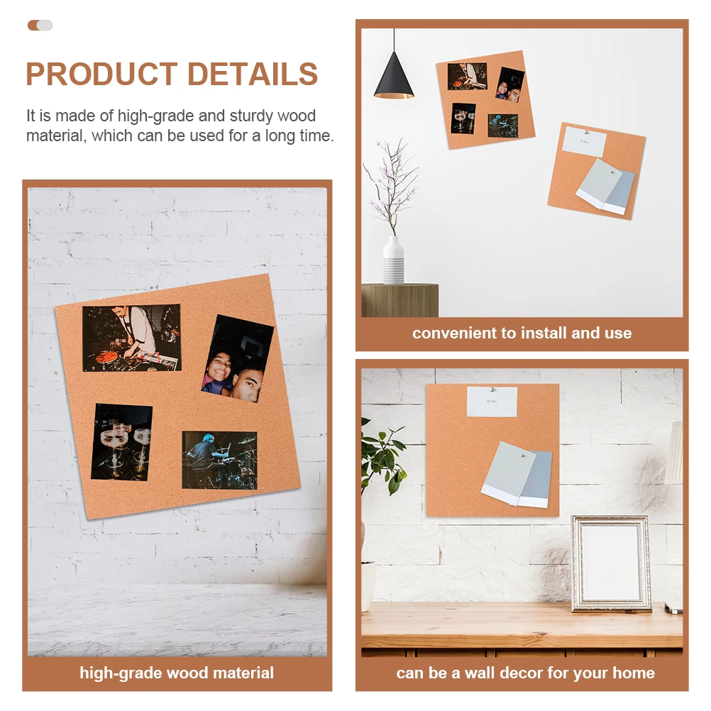 

3 Pcs Cork Board Wall Bulletin Wall-mounted Kitchen Notice Self-adhesive Wood Thick Boards