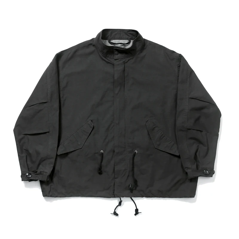 High Street Loose Stand Collar Madness Coats Drawstring Hem Big Pockets Design Men Outdoor Versatile Casual MDNS Jackets