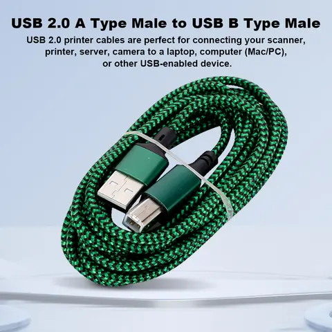 0,5–3 m USB 2.0 A till B skrivarkabel Universal höghastighets A till B hane till hane-kabel Höghastighetsskrivarkabel för bärbar dator och telefon 6 best sales USB A till B - №5