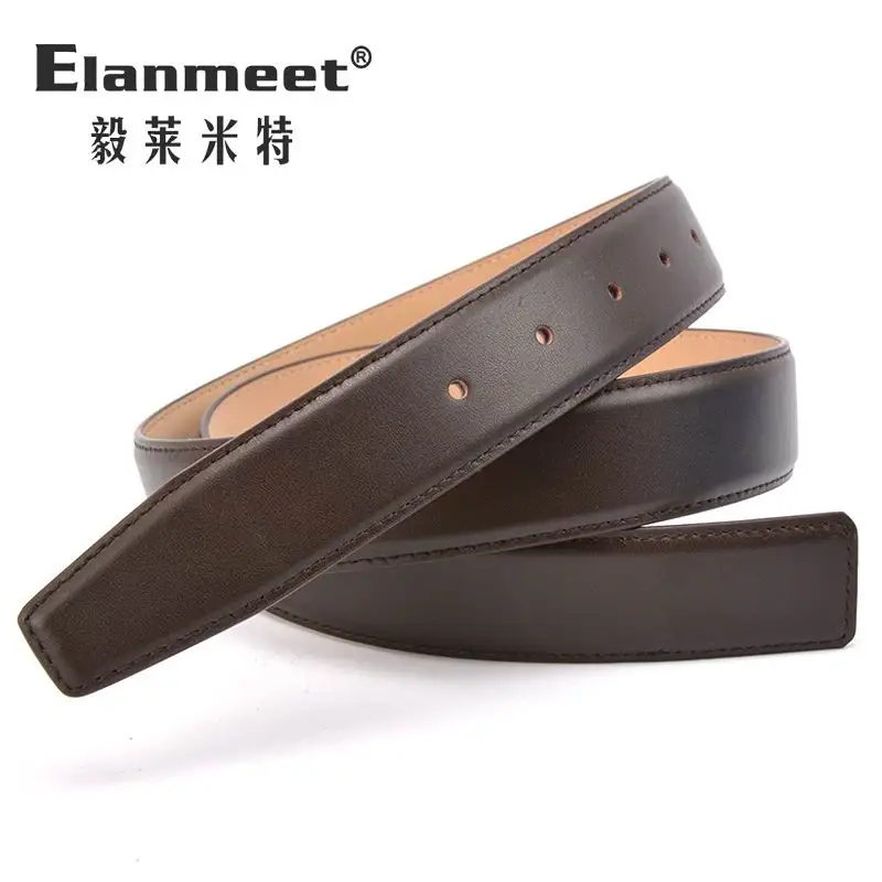 本革ベルト-メンズ-滑らかな表面-フロスト加工の底面-バックルなし-ウエストベルトストリップ-若者と中年の方に最適
