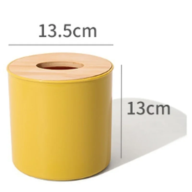 Toilet Paper Box Wooden Cover Round Tissue Box Solid Color Napkin Holder Case Simple Stylish Home Car Tissue Paper Dispenser