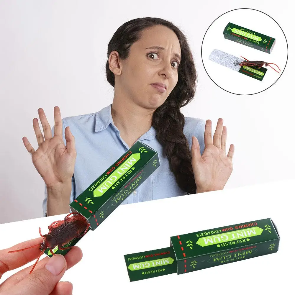 Fools Day Funny Simulation For Children Prank Gags Pull Head Chewing Gum Shocking Cockroach Chewing Gum Toy Prank Trick Toy