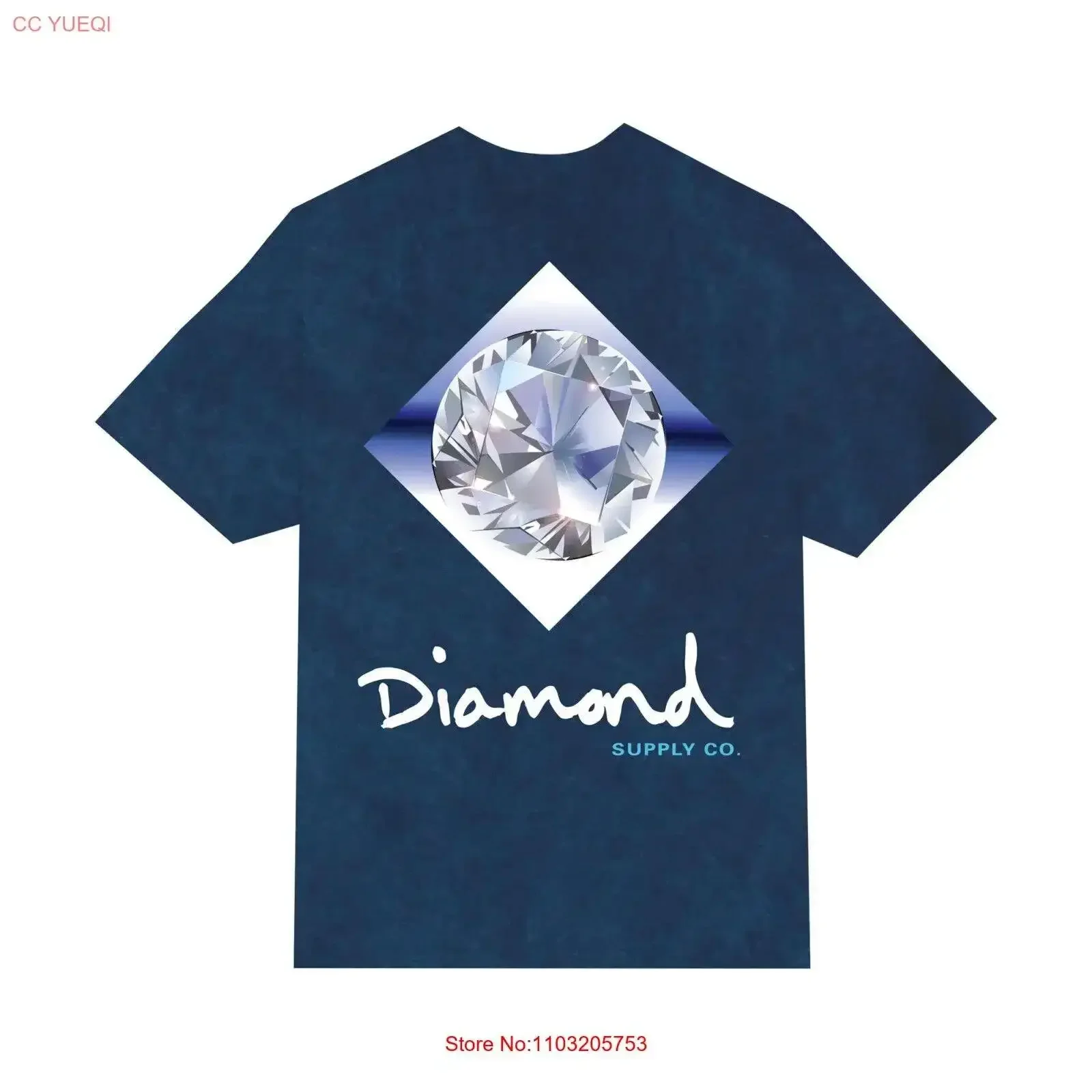 

Navy Diamond Supply Mineral Inner Diamonds T Shirt vintage Washed fashion designer clothes Versatile Comfortable vintage