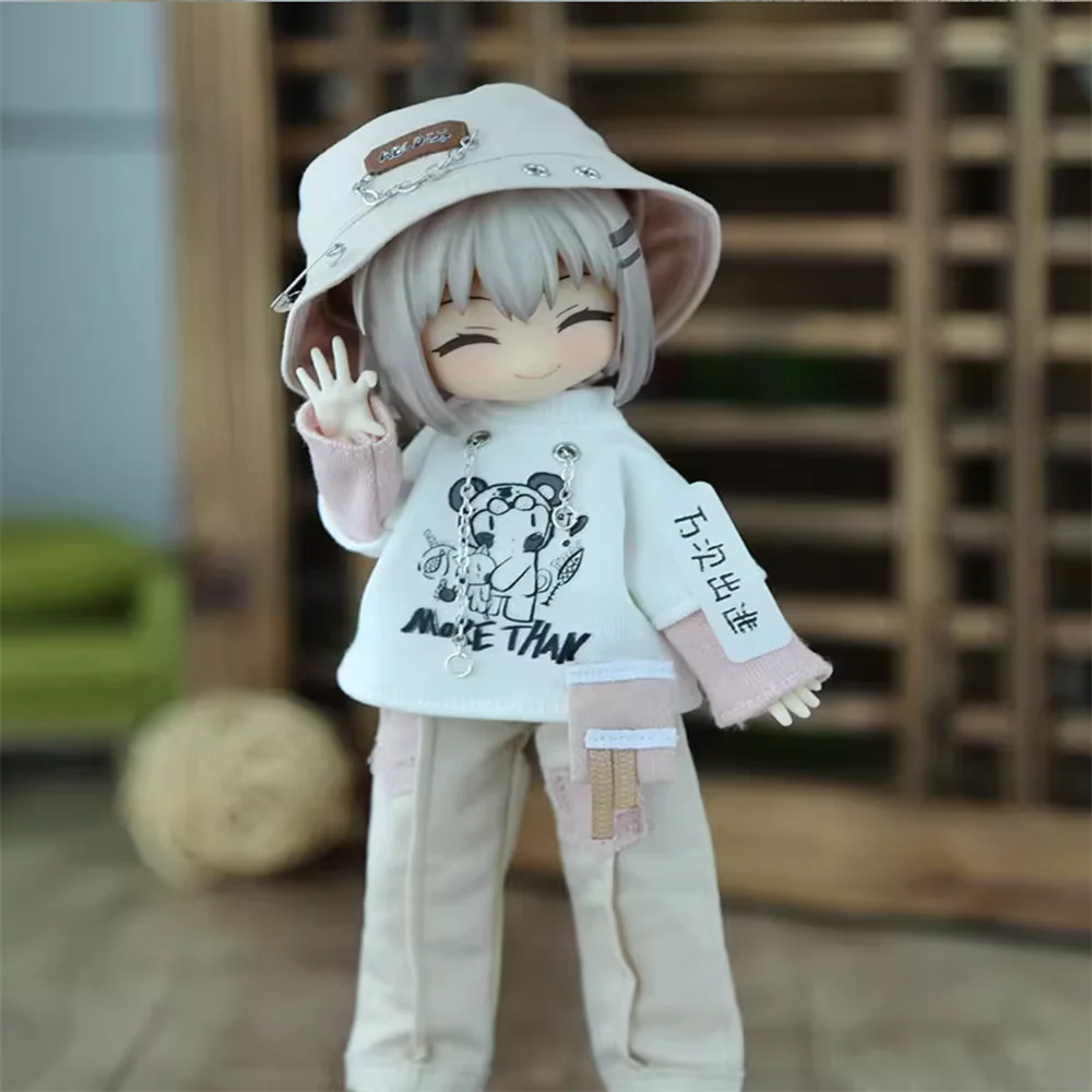 الحلزون 1/12 كبير 12 نقطة BJD ملابس دمى العصرية كول صياد قبعة أعلى السراويل نموذج Ashi 3.0 Beiming الجسم في الأوراق المالية