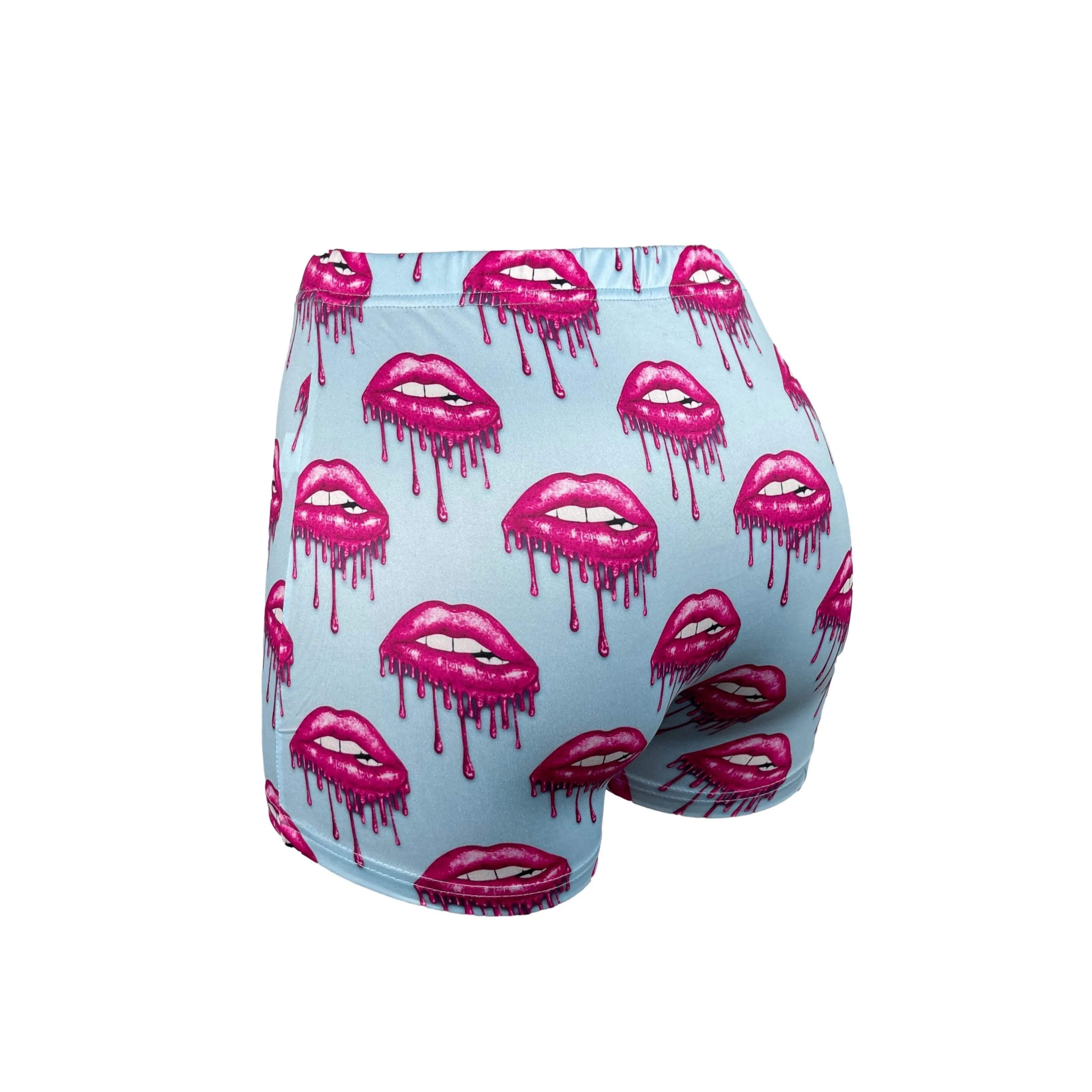 

Шикарные женские черные шорты для йоги с уникальным принтом в виде букв и губ — эластичные, удобные, подходят для всех сезонов