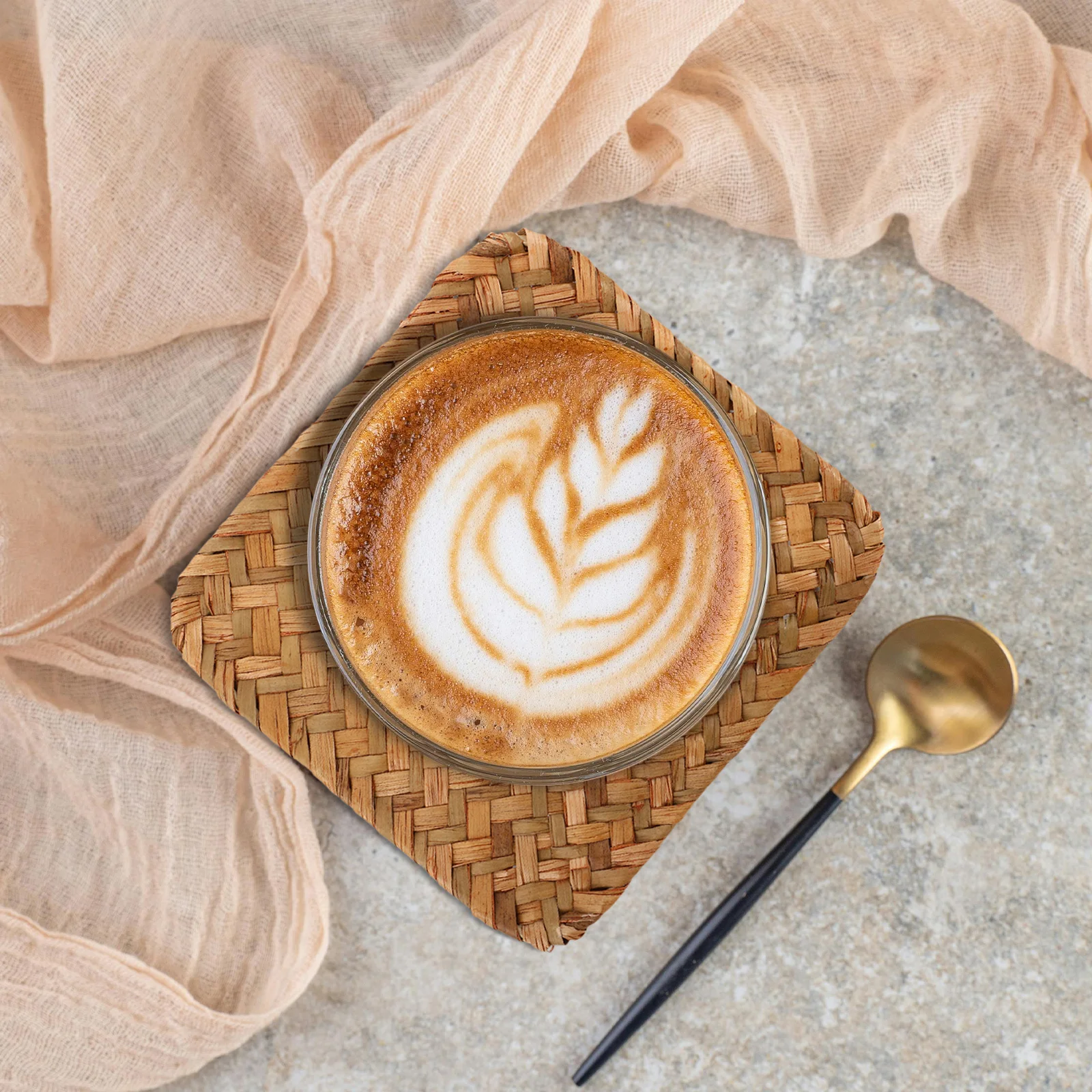 

Seagrass Placemat Retro Woven Table Mats 14x14 Cm Heat Resistant Non-Slip Coffee Mug Tea Cup Pad Dining Kitchen Supplies