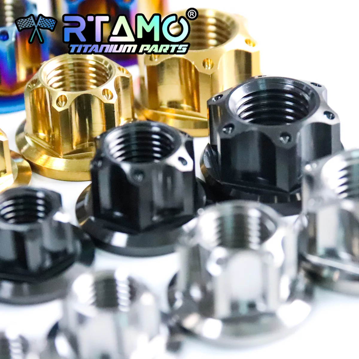 RTAMO Titanium Alloy Nuts M5X0.8P M6X1.0P M8X1.25P M12X1.25/1.5/1.75P M14X1.5P Torx Nut Ti Fastener Bicycle Motorcycle Nut (1PC)