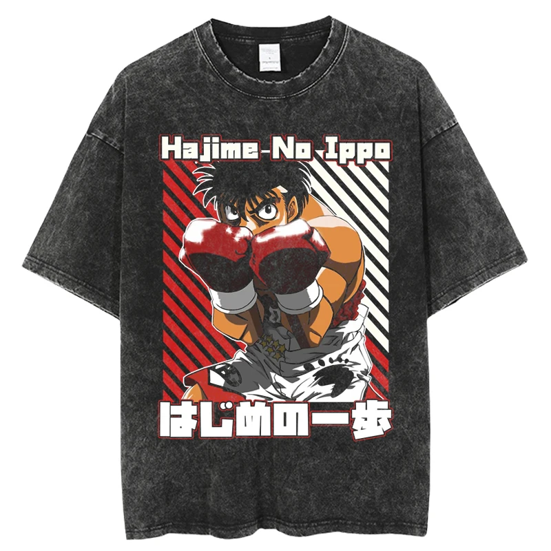 Japanese Anime Hajime no Ippo T Shirt Men Women Vintage Washed T Shirt Short Sleeve Harajuku Oversized Cotton Casual T Shirt