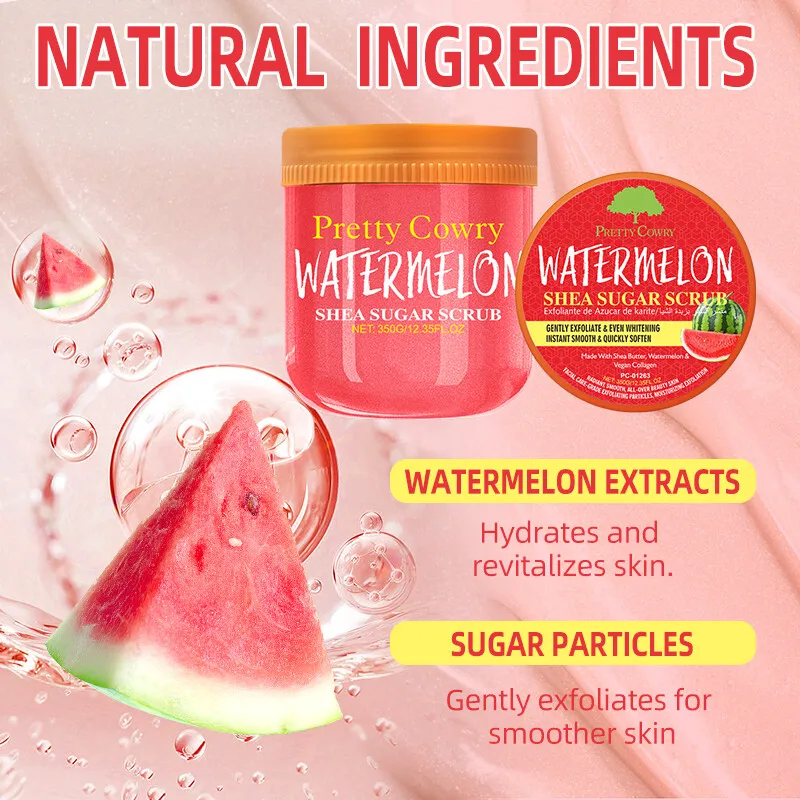 

Watermelon Sugar Salt Scrub Natural watermelon extract and sugar-salt formula gently exfoliate and hydrate leaving skin glowing