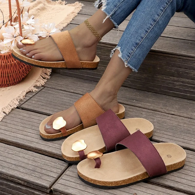 

Женские летние пляжные шлепанцы — элегантные сандалии с круглым носком и открытой пяткой, простые римские сандалии без застежек, большие размеры, плоские шлепанцы