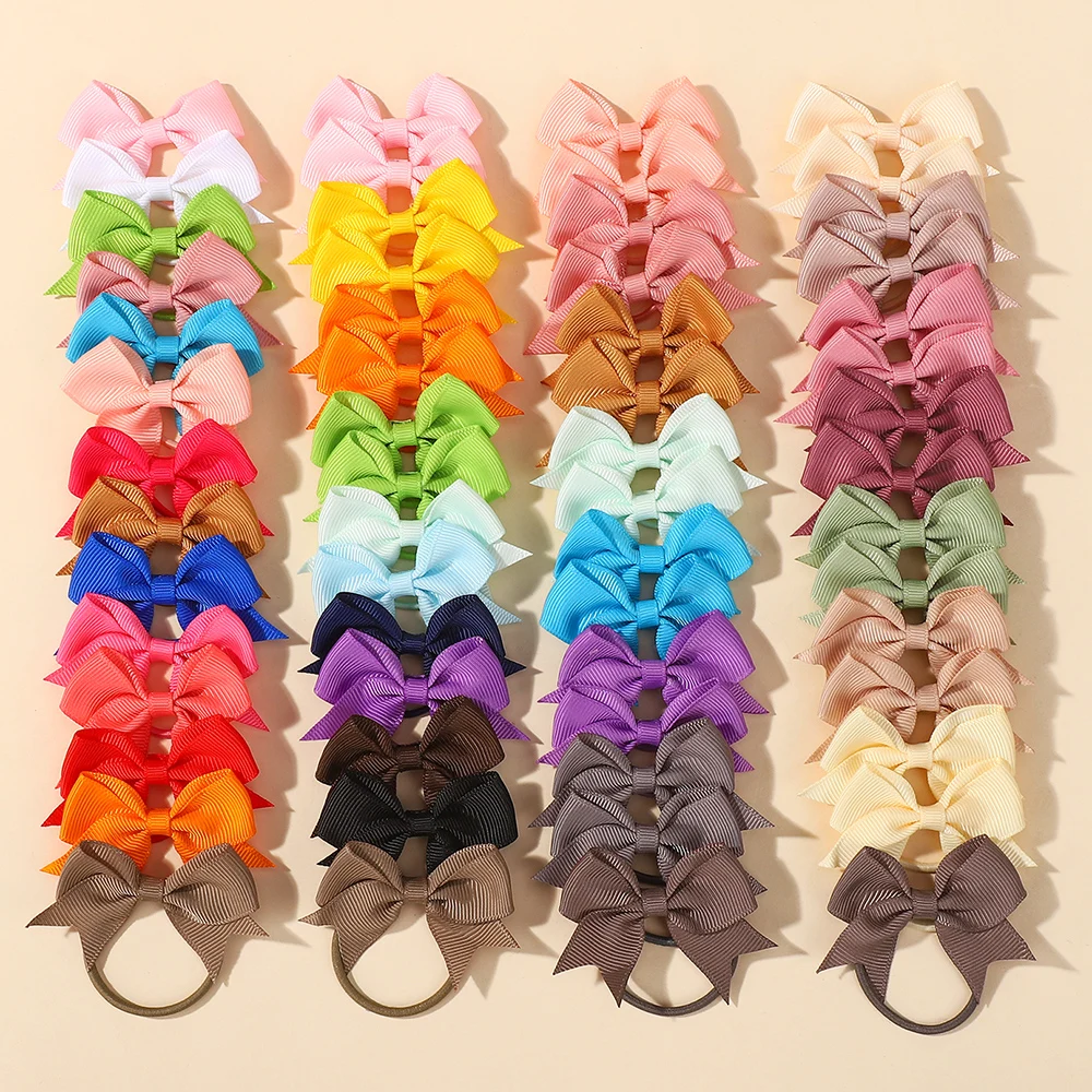 10 Stück Bögen elastische Haargummiband Haargummis für Babys handgemachte Schleife Haarbänder MiNi Haarspangen Kinder Haarschmuck