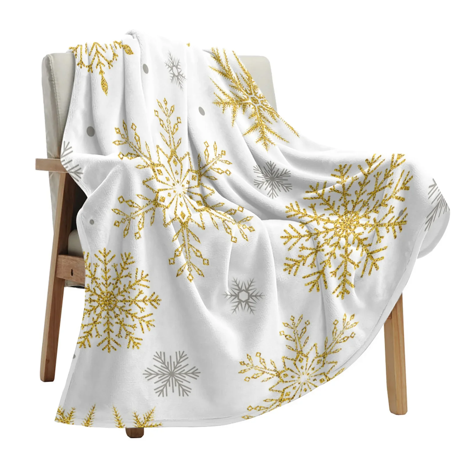 

Christmas Golden Snowflake Texture Throw Blanket Christmas Blanket Soft Plush Warm Sofa Throw Blanket Holiday Gifts