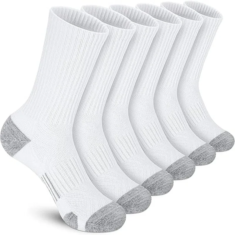 6 Pairs Men\'s Outdoor Gym Socks High Quality Comfortable Soft Buffered Running Socks Breathable Large Size New Style EU39-46