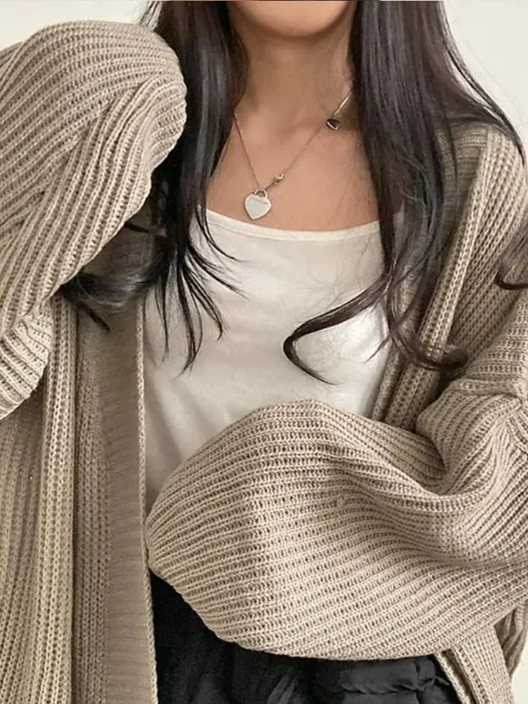 Nueva moda, cárdigan de punto de manga larga, suéter para mujer, Otoño Invierno, suéter suelto informal, abrigo, prendas de vestir elegantes para oficina para mujer