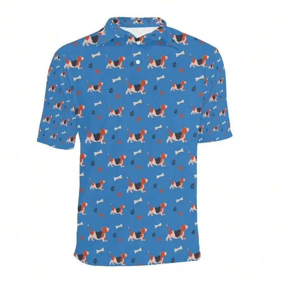 

Blue Basset Hound Print Shirt For Men