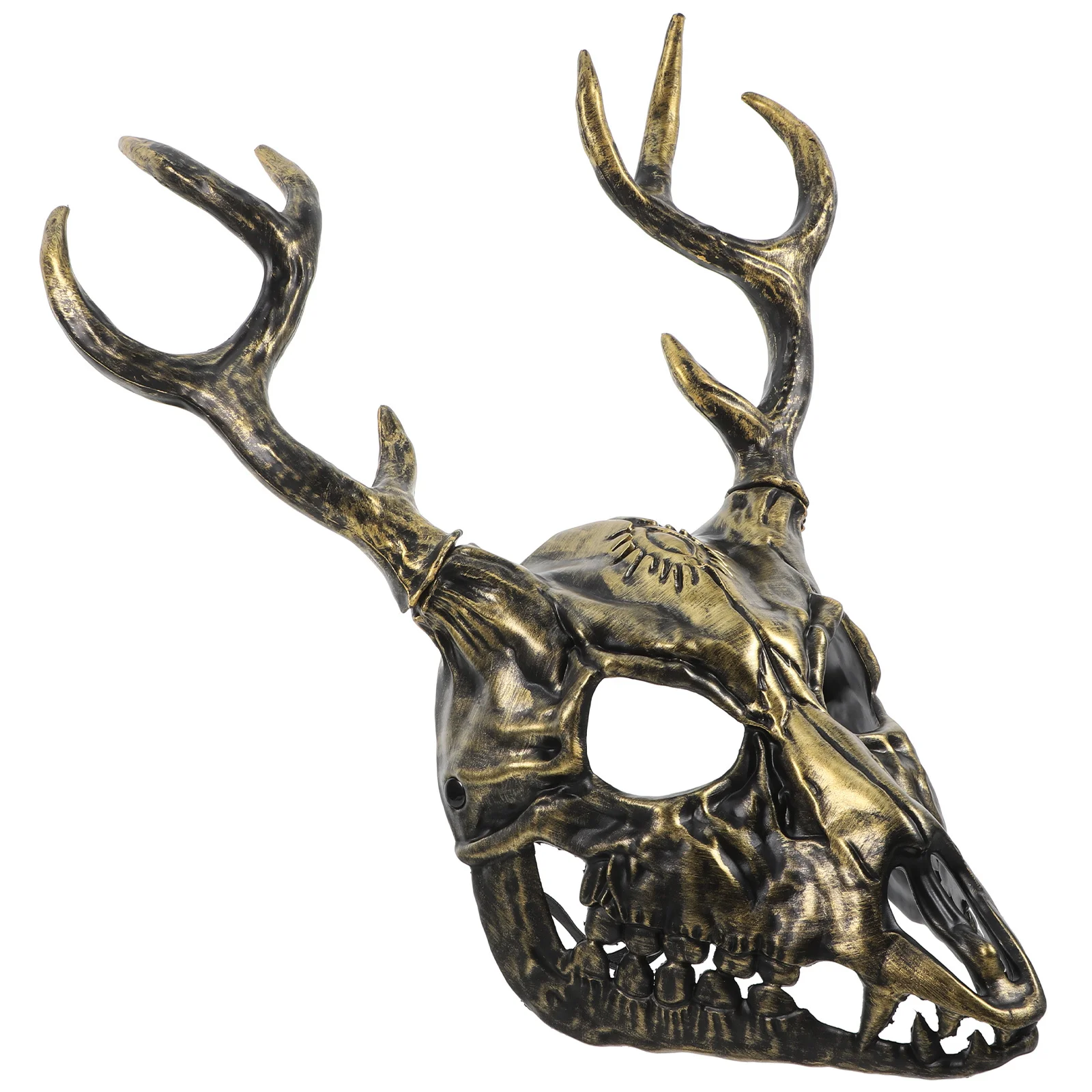 Masque en bois de cerf, demi-visage, cornes d'halloween, Costume d'animal, accessoire de Cosplay détachable pour adultes et hommes, 1 pièce