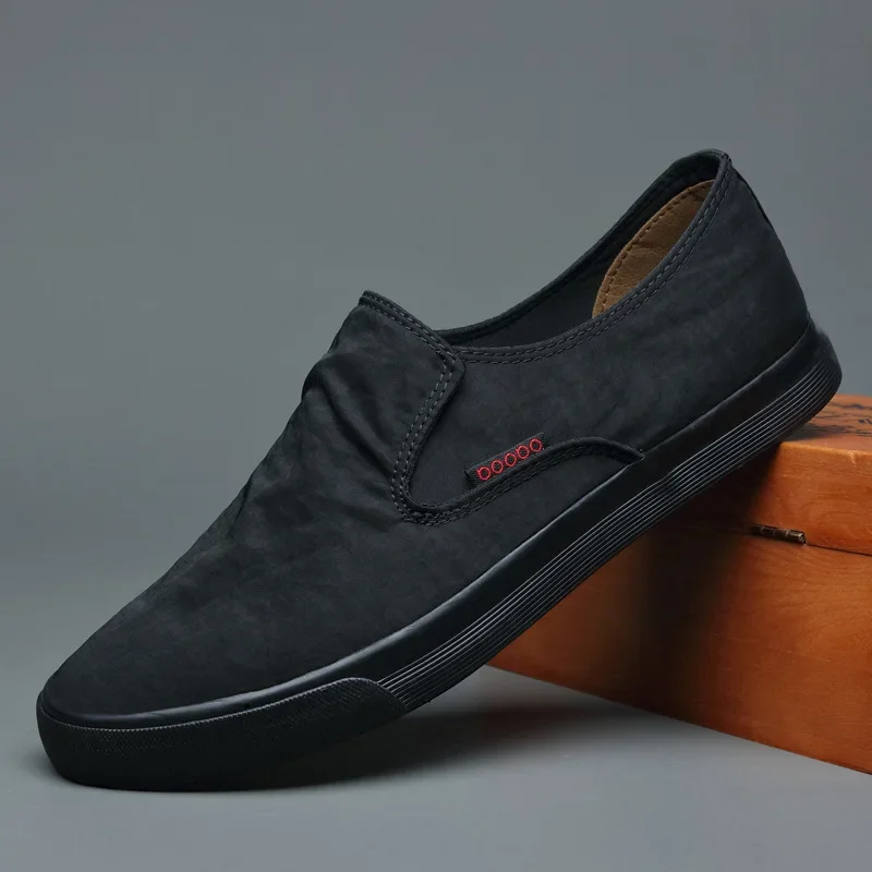 New Men Shoes Fabric Casual Shoes Spring Summer Breathable Flat Shoes Street Lightweight Slip-on Loafers