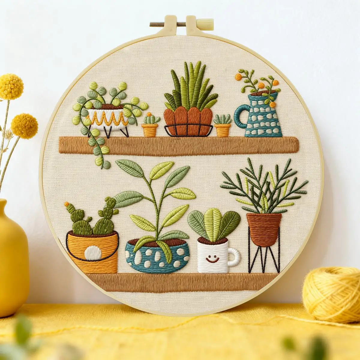 1 Stück 20X20CM/15X15CM 7,87/6,3 Zoll Regal-Stickerei-Starter-Kit DIY-Kit DIY-Stickerei-Set Handarbeiten Nadelkunst – Detail 1