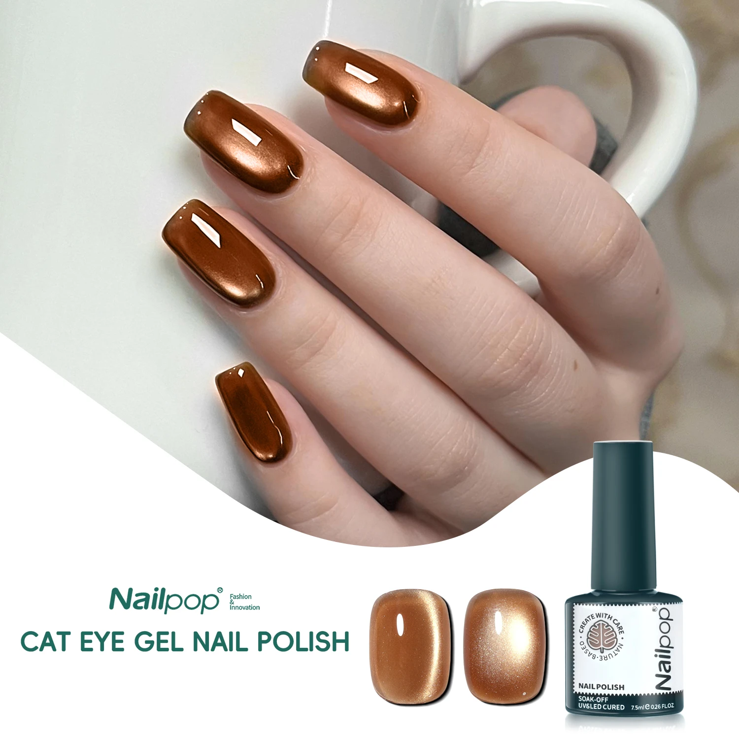 

NAILPOP 7,5 мл магнитный гель-лак для ногтей с изображением кота Auroras, блестящий полуперманентный УФ-гель-лак, принадлежности для ногтей, маникюр, сделай сам