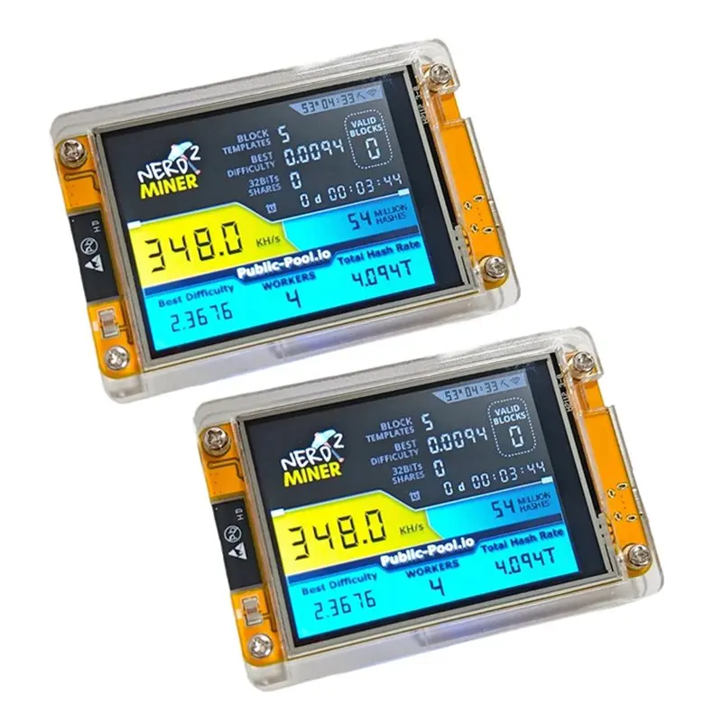 A41Z-2PCS 350KH/S Nerdminer Solo Miner 2.8 Inch Smart Display Bitcoin Crypto Solo Lottery Miner Upgraded Harshrate Nerdminer