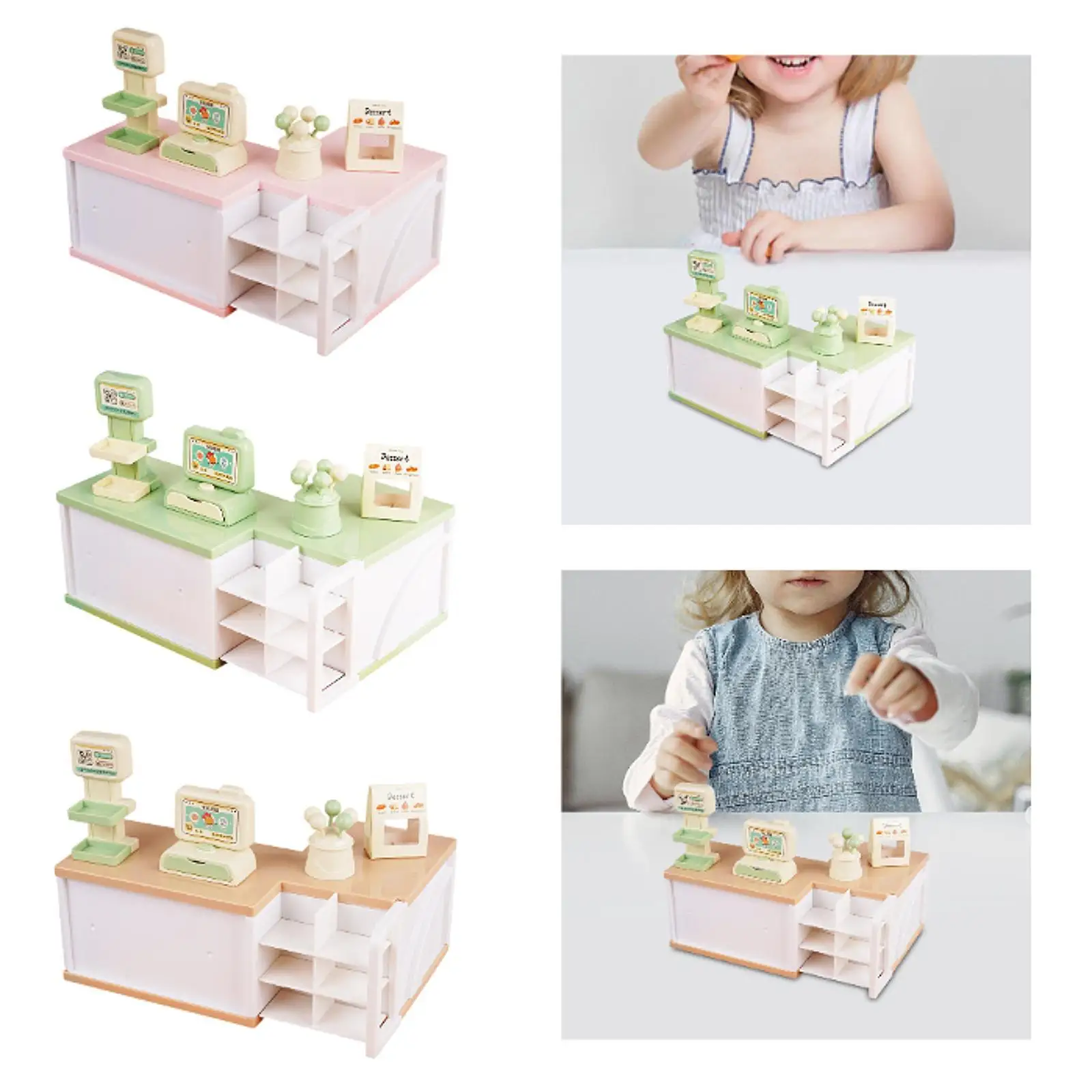 เครื่องบันทึกเงินสดขนาดเล็กสำหรับเล่นบ้านตุ๊กตา สเกล 1:12 สำหรับเด็กอายุ 3 ปีขึ้นไป