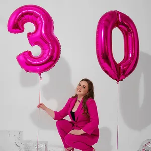 Rose Giant Rose Number Balloons, Heliumballon, Mylar Sheet, Big, Geburtstagsdekoration, Mädchengeschenk, Geschenk, 10, 11, 16, 30, 40, 50, 60 8 Hauptverkäufe 60 Jahre Souvenir - №5