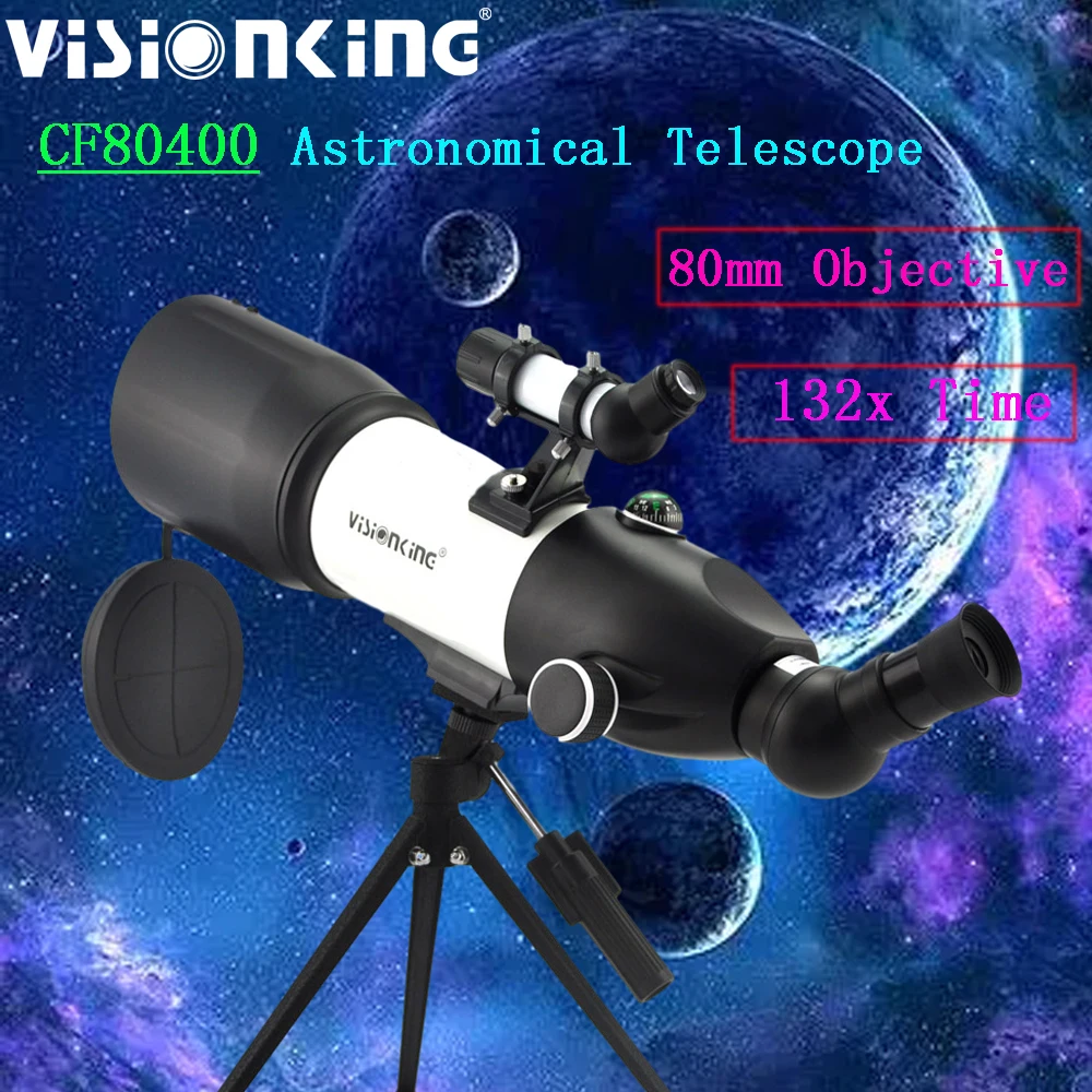 

Visionking 80400 Refractor Astronomical Telescope Professional 132x Zoom HD Sky Moon Observation Night Vision Space Universe