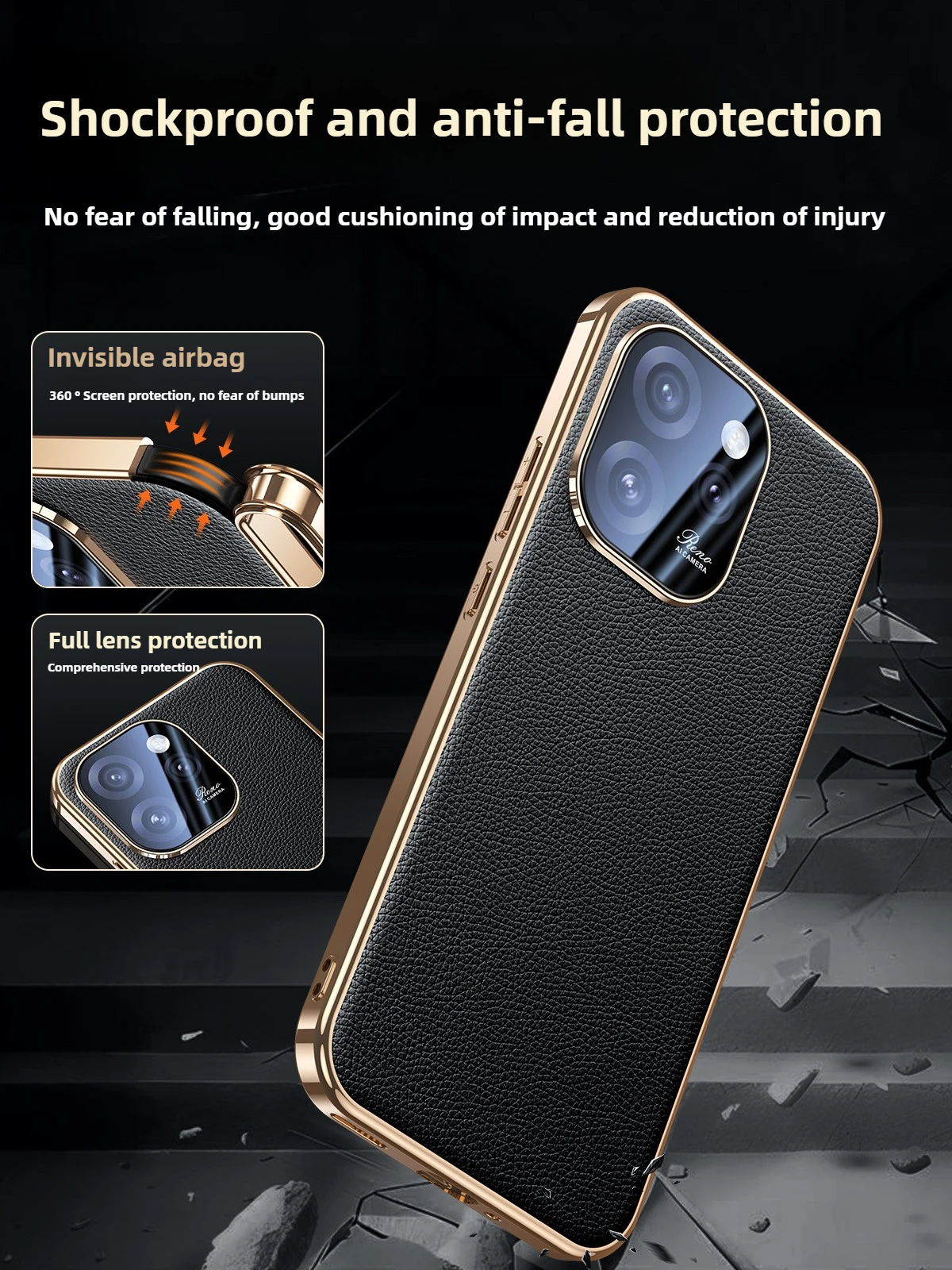 

[Натуральная кожа] для OPPO Reno15 Pro, чехол с полным покрытием объектива Reno14 Pro, противоударный чехол премиум-класса для бизнес-телефона для OPPO Reno15