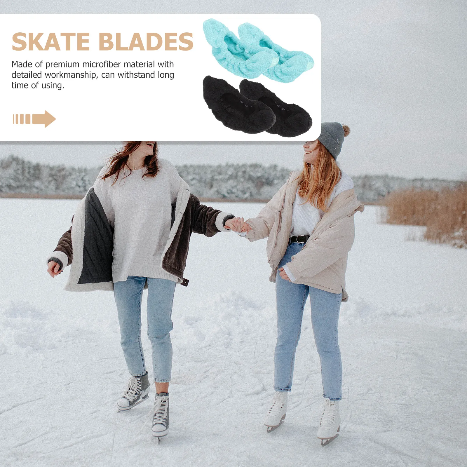 

2pcs Skate Covers Ice Skate Blades Protectors Microfiber Portable For Figure Skates Kids Skating Shoes Sports
